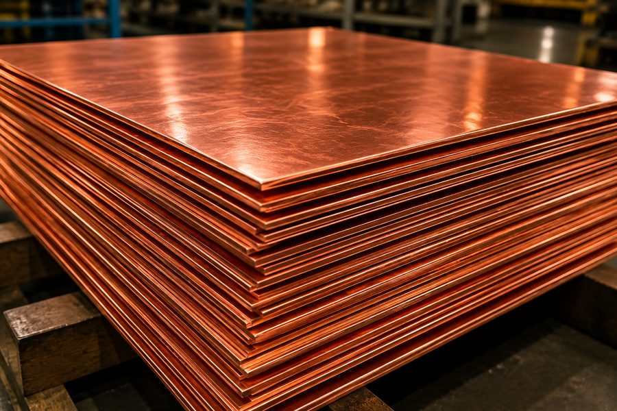 Stacked copper cathode sheets