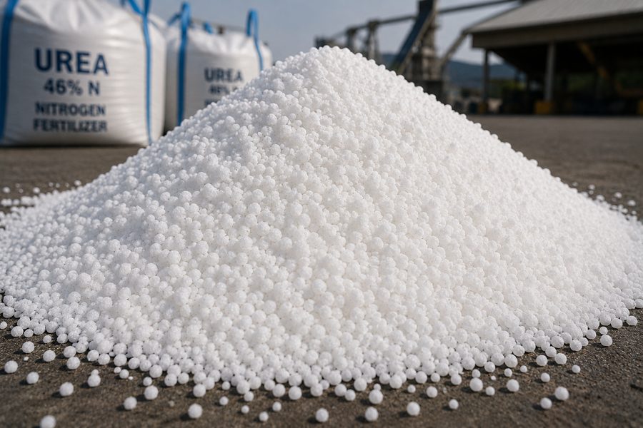 High-grade urea fertiliser pellets